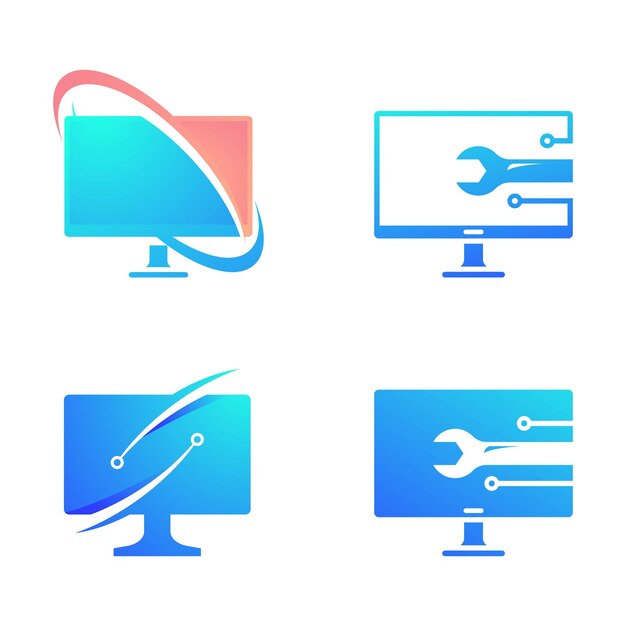 Computer logo Vector icon design illustration Template