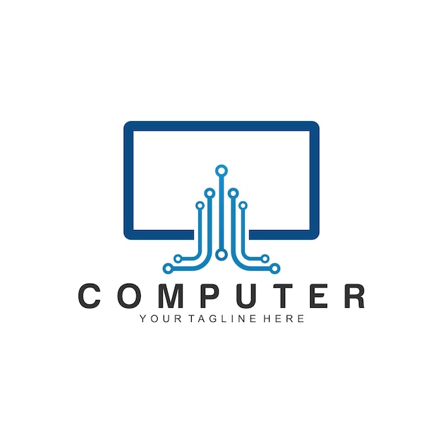 Computer logo vector ontwerpsjabloon