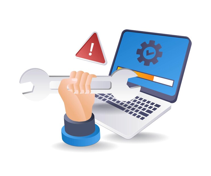 Vector computer maintenance upgrade infographic 3d illustration flat isometric