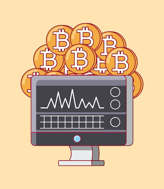 Computer met bitcoin-munten