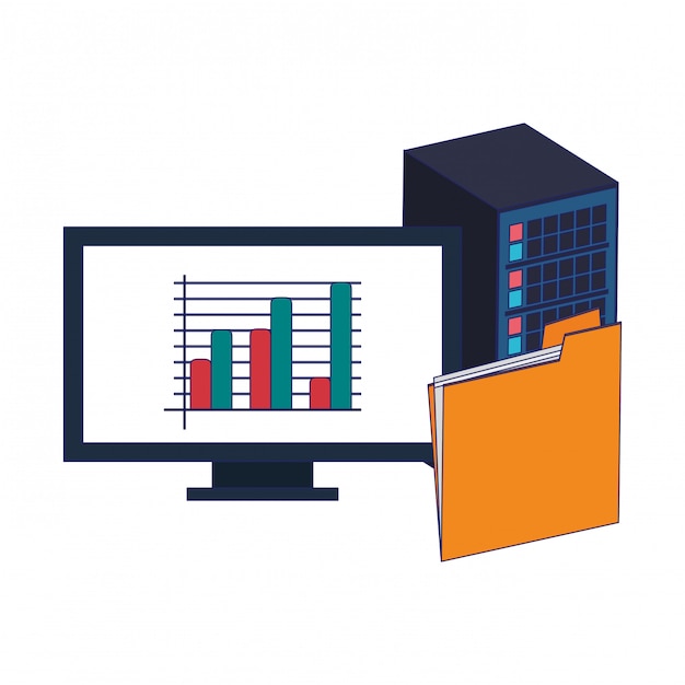 computer met statistieken en map