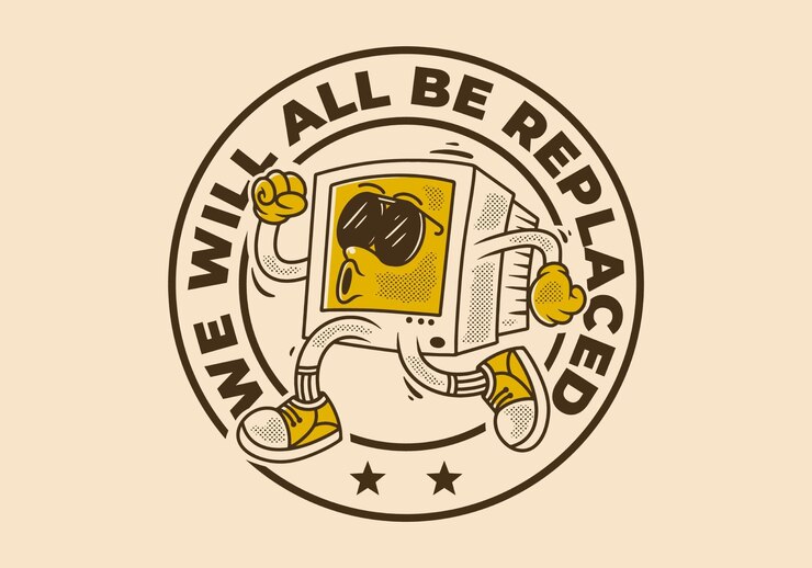 Vector computer monitor character design in running pose with retro vintage style