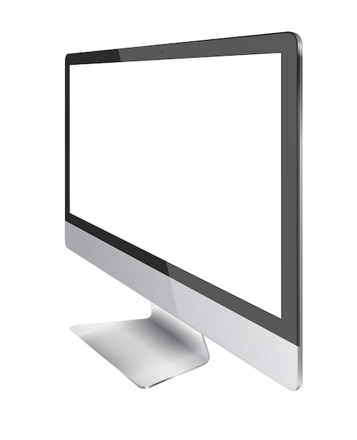 Вектор Дисплей монитора компьютера с пустым экраном, изолированным на белом фоне.