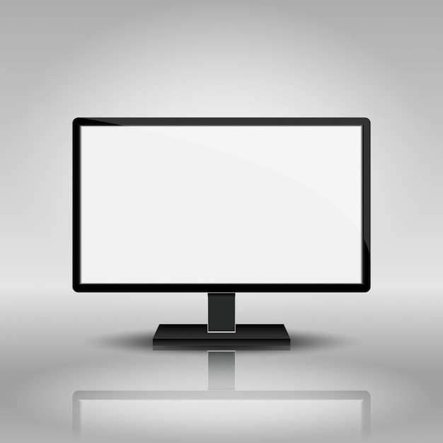 Vector computer monitor in front view with blank screen
