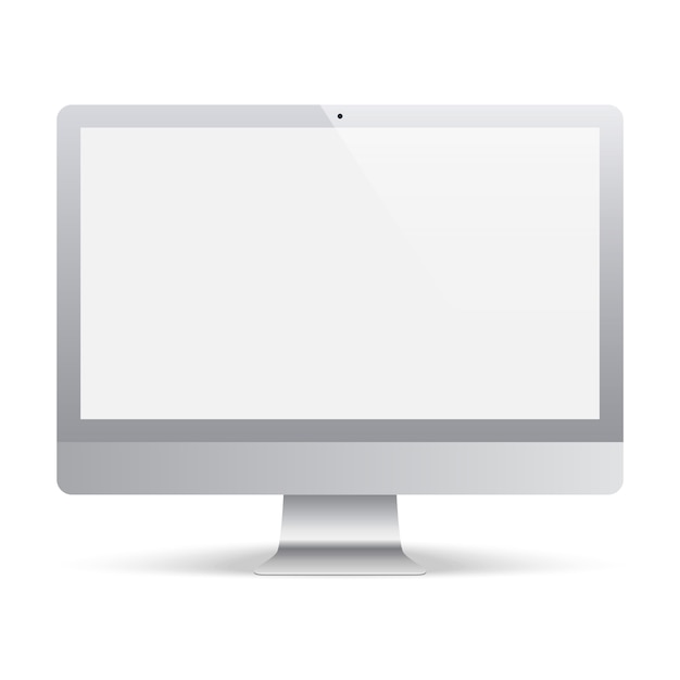 コンピューターモニターグレー色の空白の画面。リアルで詳細なディスプレイモニター