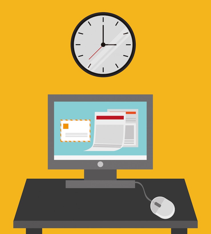 Vector computer monitor and office related items icon