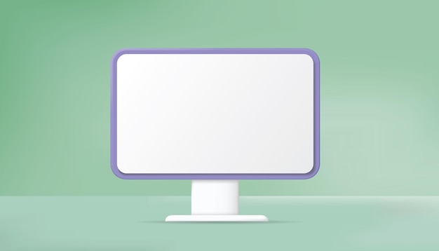 Computer monitor screen template screen with modern 3d render style vector illustration