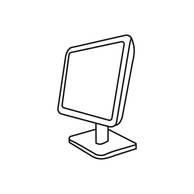 Vector computer monitor vector illustration vector icon in line