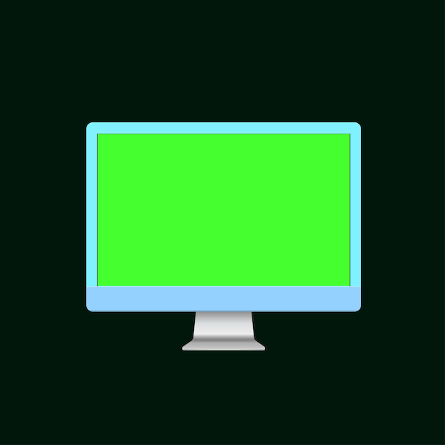 Computer monitor with black screen isolated on white background. computer desktop monitor