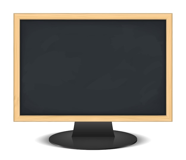 Computer monitor with blackboard instead of screen, e-learning concept, vector eps10 illustration