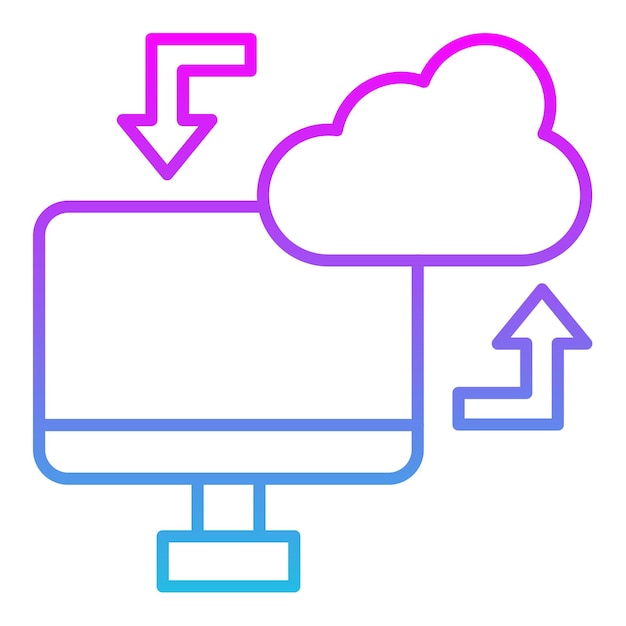 上を指している青とピンクの矢印を持つコンピュータモニター