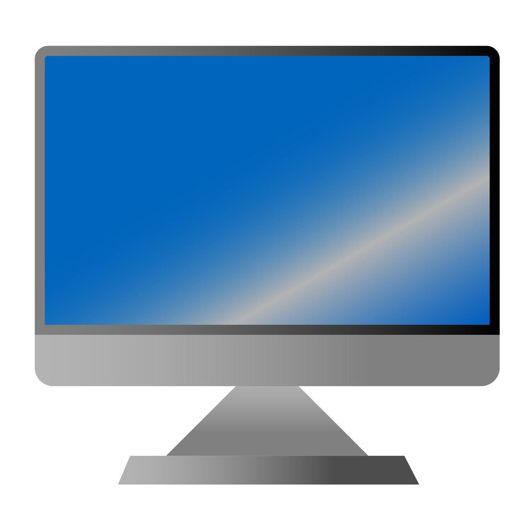 Vector a computer monitor with a blue screen on it.