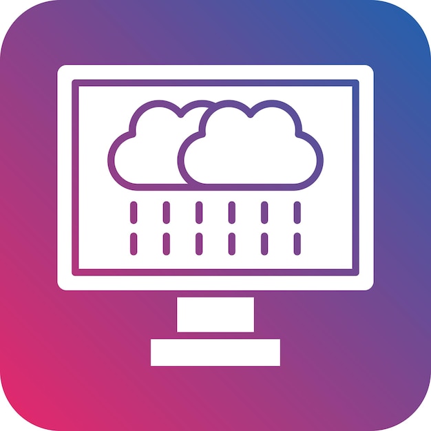 a computer monitor with a cloud on it and a blue and pink background