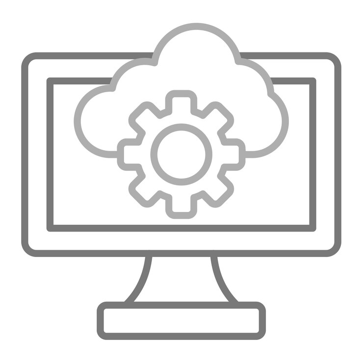 Вектор компьютерный монитор с облаком наверху и черным фоном