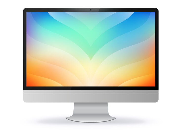 Vector computer monitor with colorful abstract screen