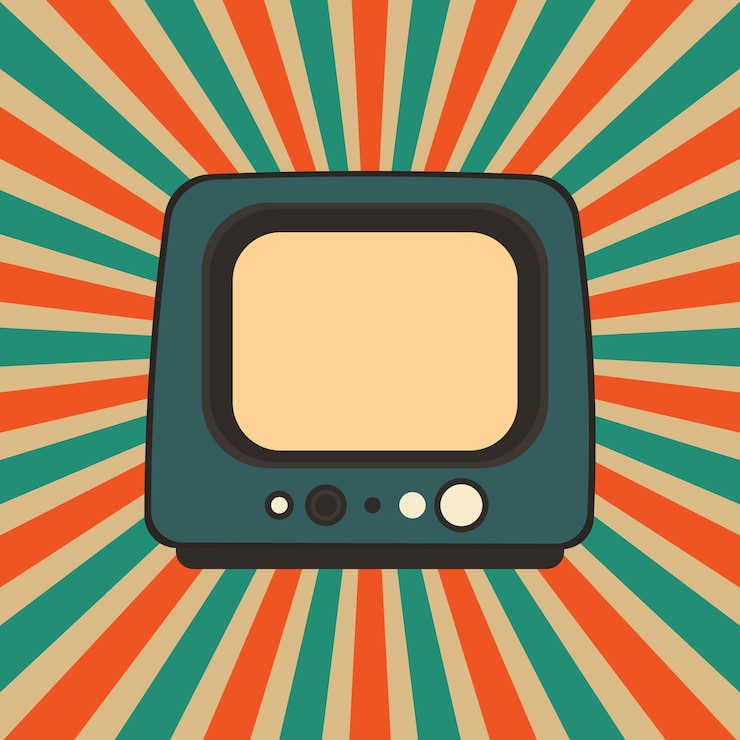 Vector a computer monitor with a green and orange background