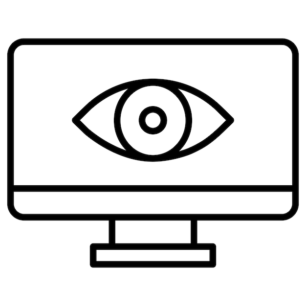 大きな目と黒い背景を持つコンピュータモニター