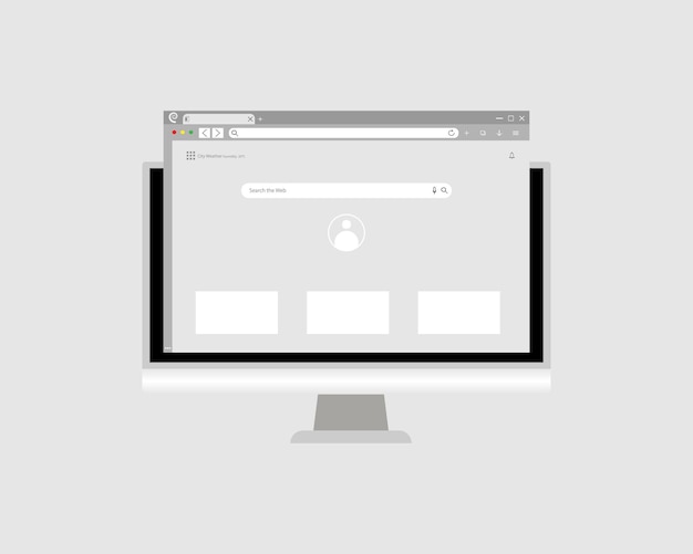 Vector a computer monitor with a web browser open to default page desktop monitor computer with browser