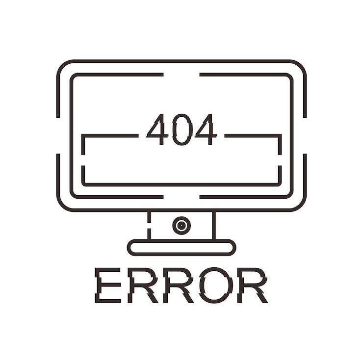 Vector a computer monitor with the word 404 on it.