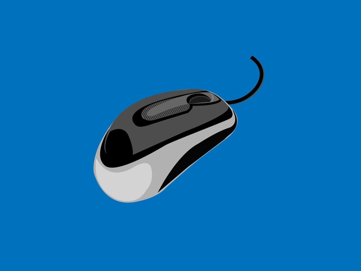 Vector computer mouse black and gray wire