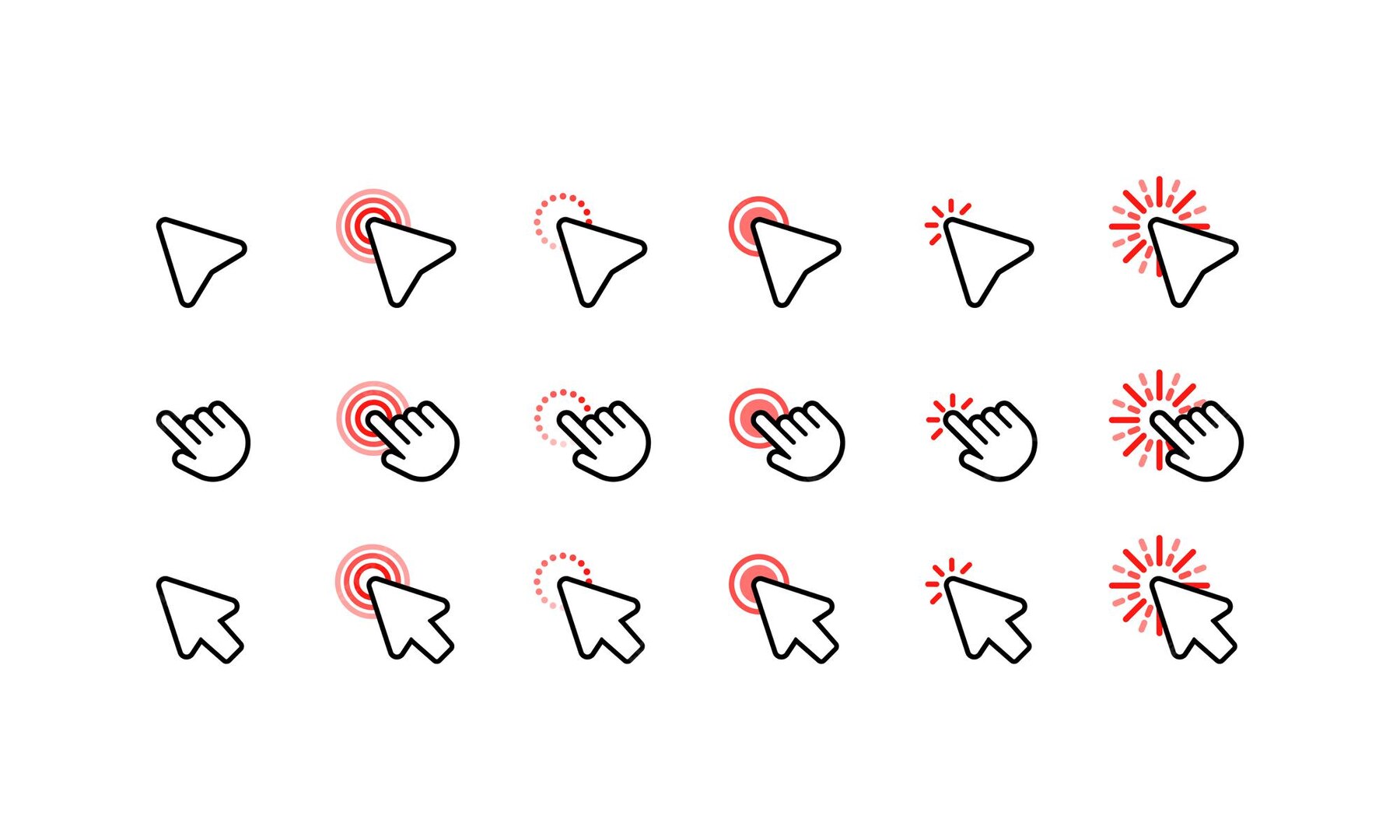 Premium Vector Computer mouse click cursor arrow icons set. Pointer