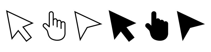 Vector computer mouse click cursor icon set pointer cursor icons arrow and hand pointer cursor icon computer click icon