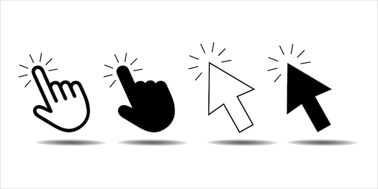 Vector computer mouse click cursor load symbol pointer cursor and loading icon cursors icons click set