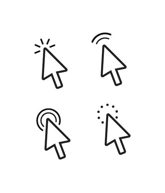 computer mouse click pointer line icon set easily editable stock illustration