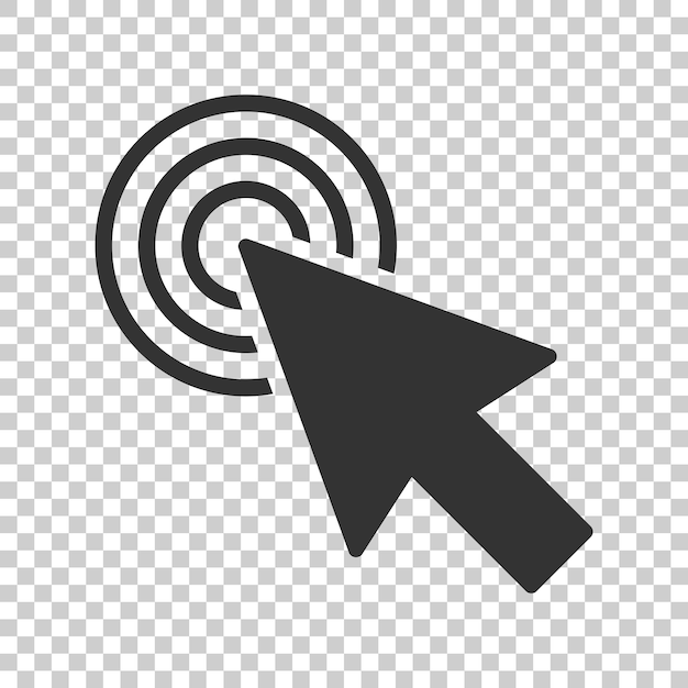 コンピュータマウスのカーソルのアイコンを平らなスタイルで 矢印カーソルのベクトルイラストを 孤立した背景に マウスの目的のビジネスコンセプト