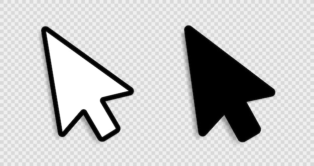 Computer mouse cursor pointer icons with a shadow on a gray background