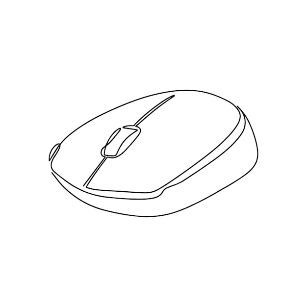 Computer mouse drawn in one line