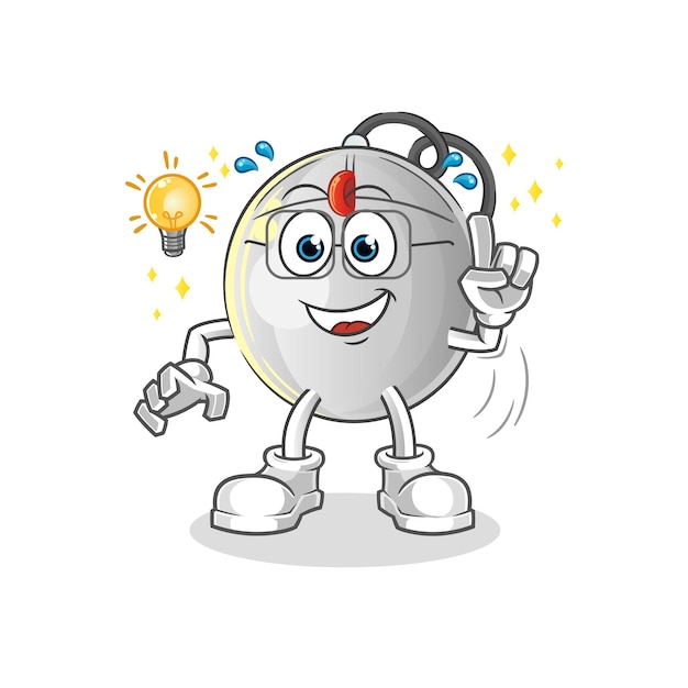 Computer mouse got an idea cartoon. mascot vector