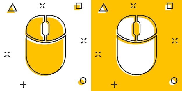コミック スタイルのコンピューター マウス アイコン分離白地カーソル漫画ベクトル イラスト ポインター スプラッシュ効果ビジネス コンセプト