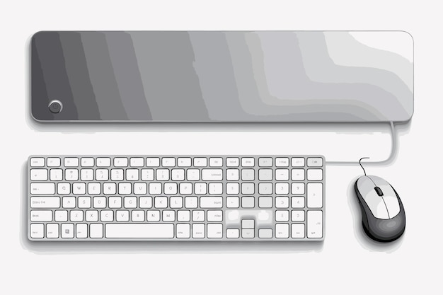 Vettore mouse e tastiera del computer su sfondo bianco concetto di lavoro freelance e online