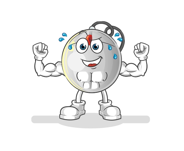 Computer mouse muscular cartoon. cartoon mascot vector