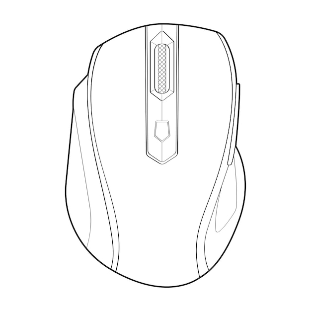 Vector computer mouse outline drawing vector computer mouse in a sketch style computer mouse training template outline vector illustration