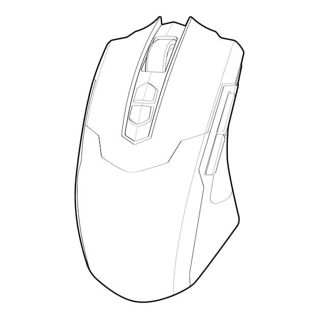 Vettore di disegno del contorno del mouse del computer mouse del computer in stile schizzo illustrazione vettoriale del modello di addestramento del mouse del computer