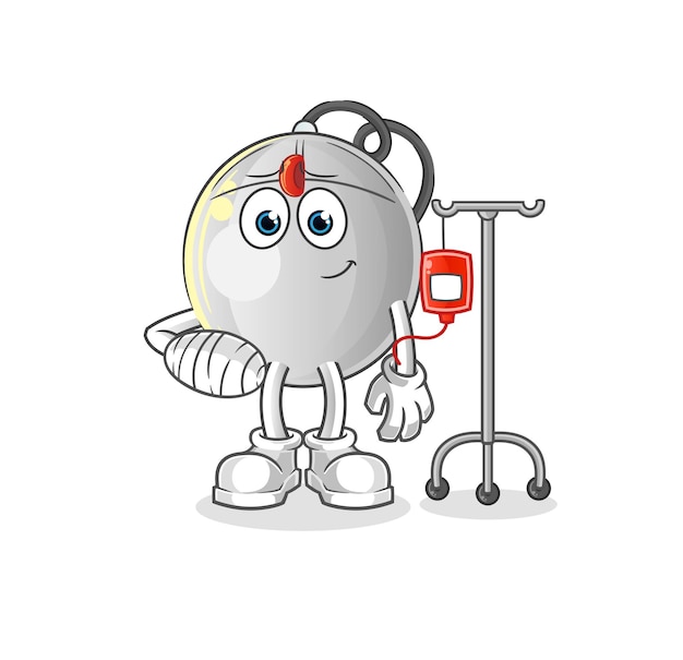 Computer mouse sick in IV illustration. character vector