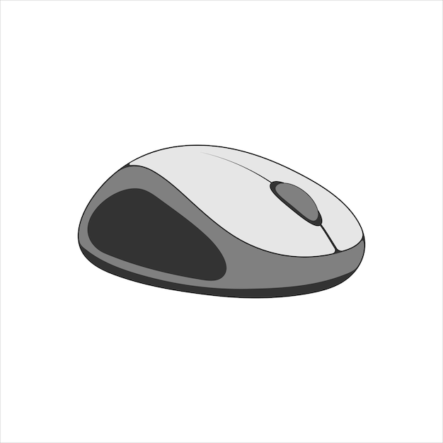 シンプルなフラットスタイルのコンピュータマウス