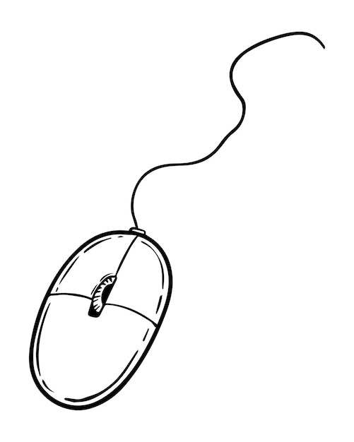 Computer mouse with wire doodle linear