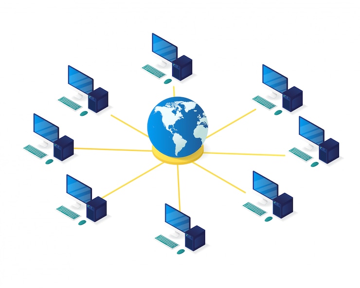 Vector computer netwerkbeheer isometrische illustratie