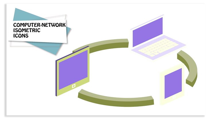 Vector computer network isometric icons