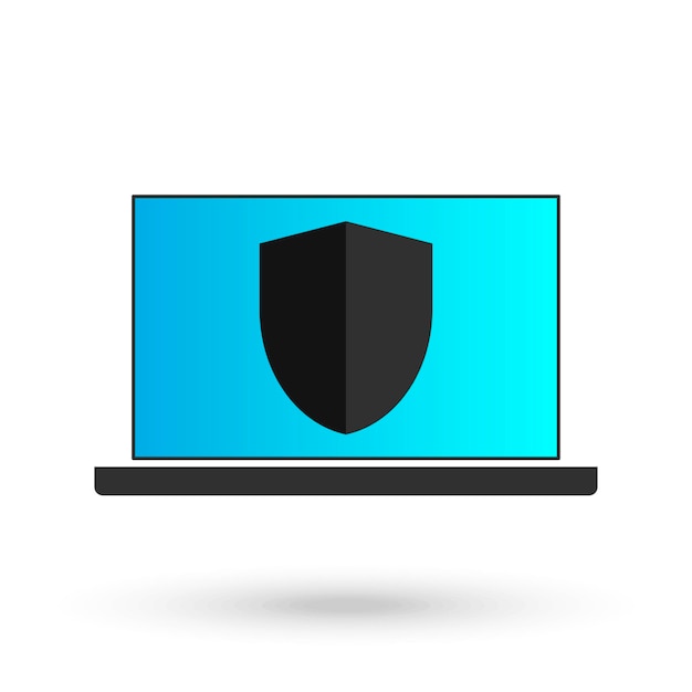 Computer of laptop bescherming zwart pictogram plat ontwerp vector