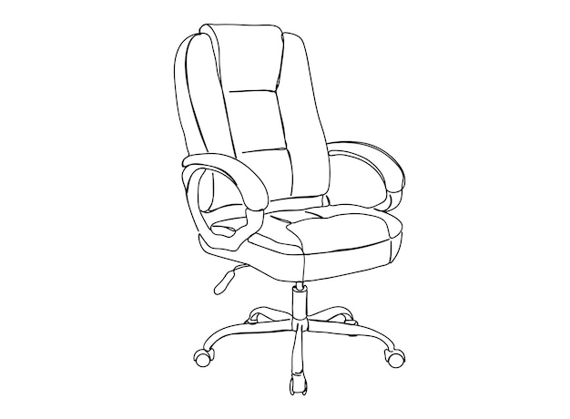 Computer, Office Chair single-line art drawing continues line vector illustration