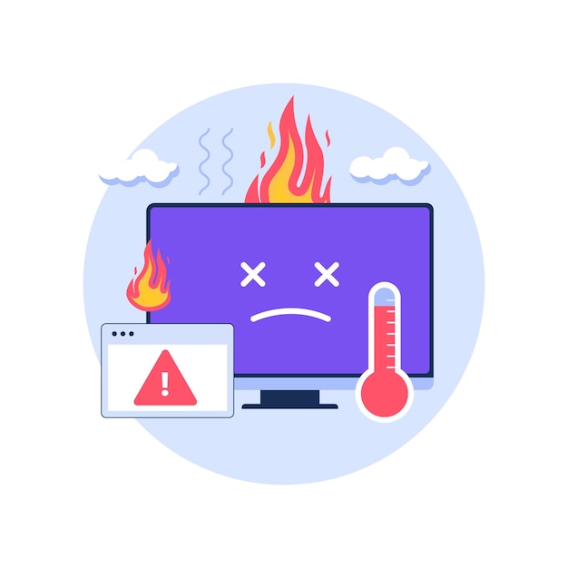 Vector computer overheating problem illustration concept