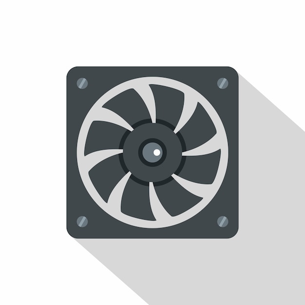 Икона вентилятора питания компьютера плоская иллюстрация векторной иконы вентилятара питания компьютера для веб-сайтов, изолированная на белом фоне