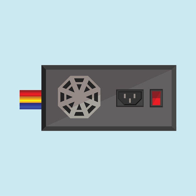 Computer Power Supply in Flat Style Vector