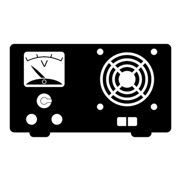 Computer power supply iconlogo illustration design template