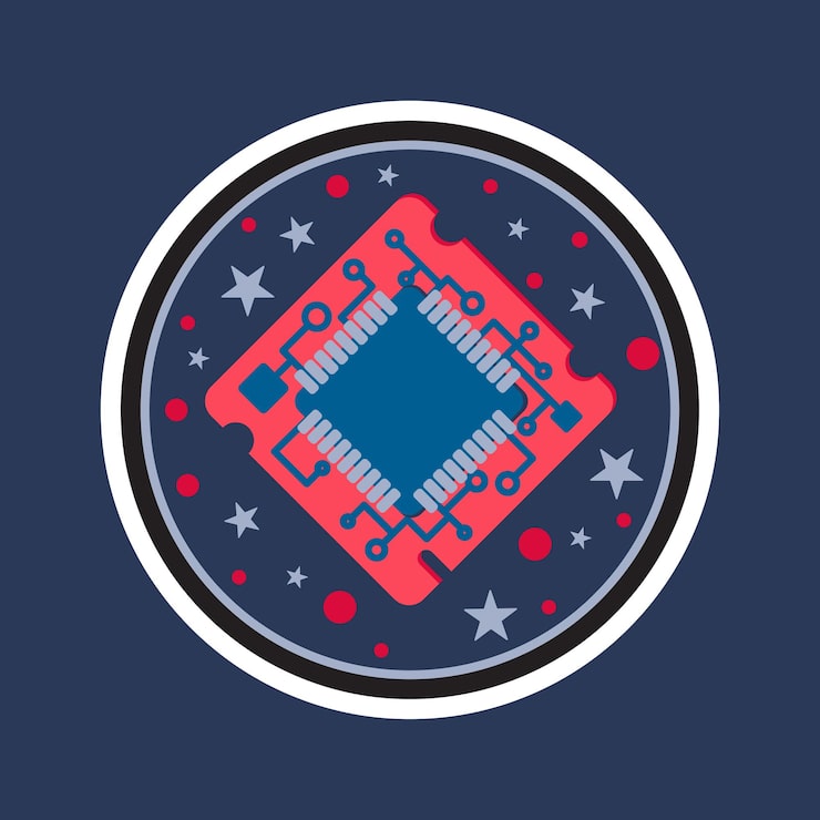 Vector 컴퓨터 프로세서 칩. 프로그래머의 노력, 시스템 관리자 활동, 과학적 혁신, 기술 발전 및 로봇의 상징. 하이테크 마이크로프로세서. 벡터