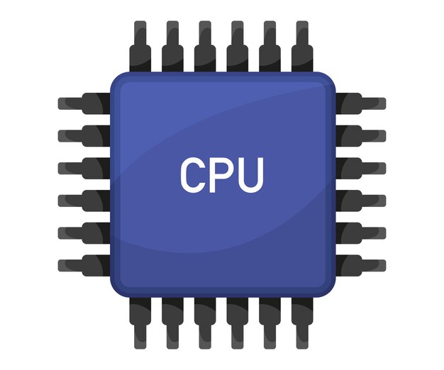 Computer processor microprocessor electronic cpu board chipset circuit vector illustration